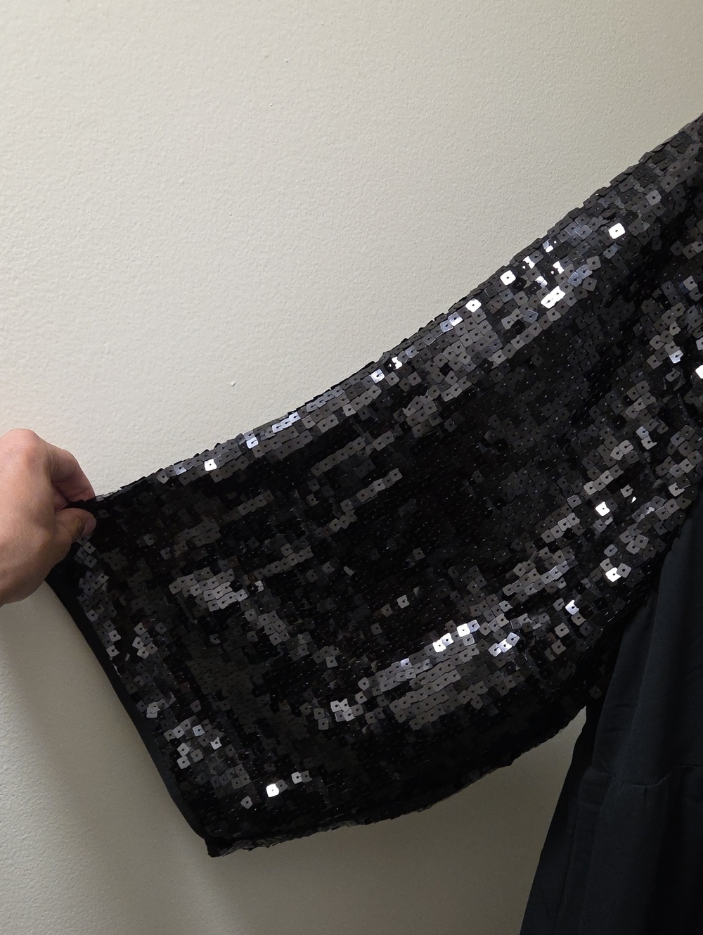 NWT Joe Fresh Black V-Neck Midi Dress Plus Size Sequin Bell Sleeves Cocktail - Picture 5 of 10